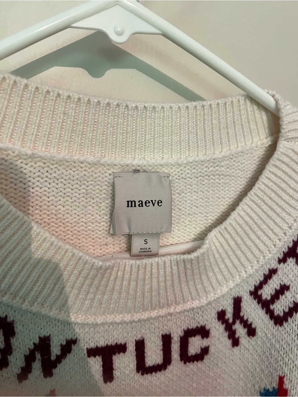 Maeve Nantucket Seaside Cable-Knit Pullover Sweater - White/Red/Blue - Picture 2 of 4